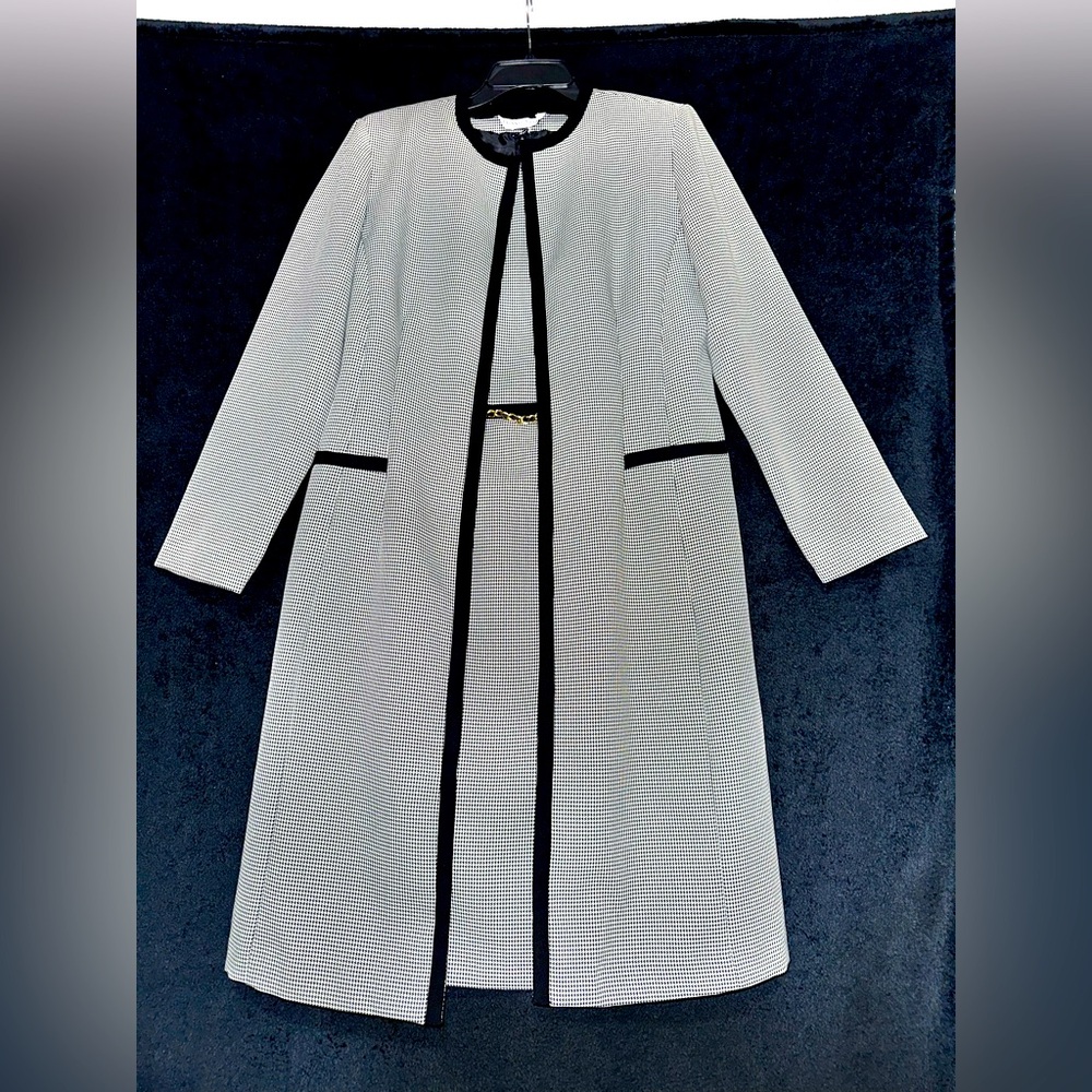 Danny & Nicole Black and White Dress & Trench Coat